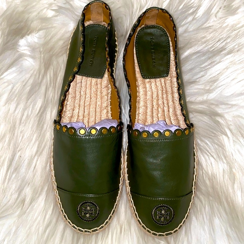 Tory Burch color block scalloped espadrilles